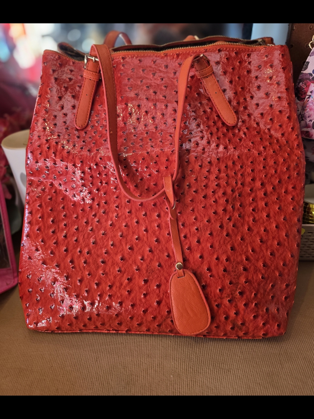 Charming Charlie Red Textured Tote Bag - Women's Shoulder Bag